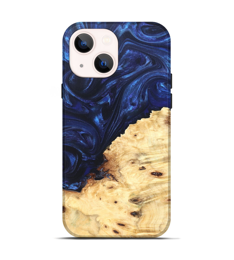 iPhone 14 Wood Live Edge Phone Case - Ashely (Blue, 825942)