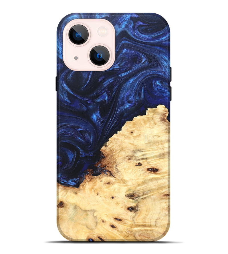iPhone 14 Plus Wood Live Edge Phone Case - Ashely (Blue, 825942)