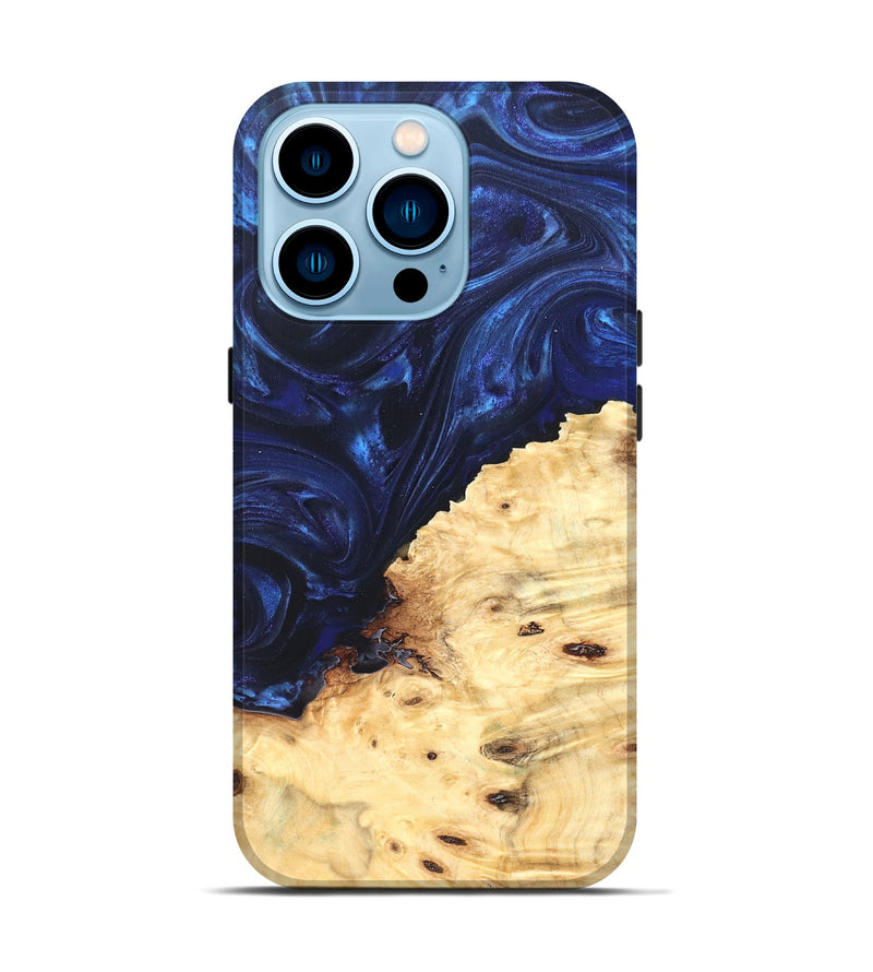 iPhone 14 Pro Wood Live Edge Phone Case - Ashely (Blue, 825942)