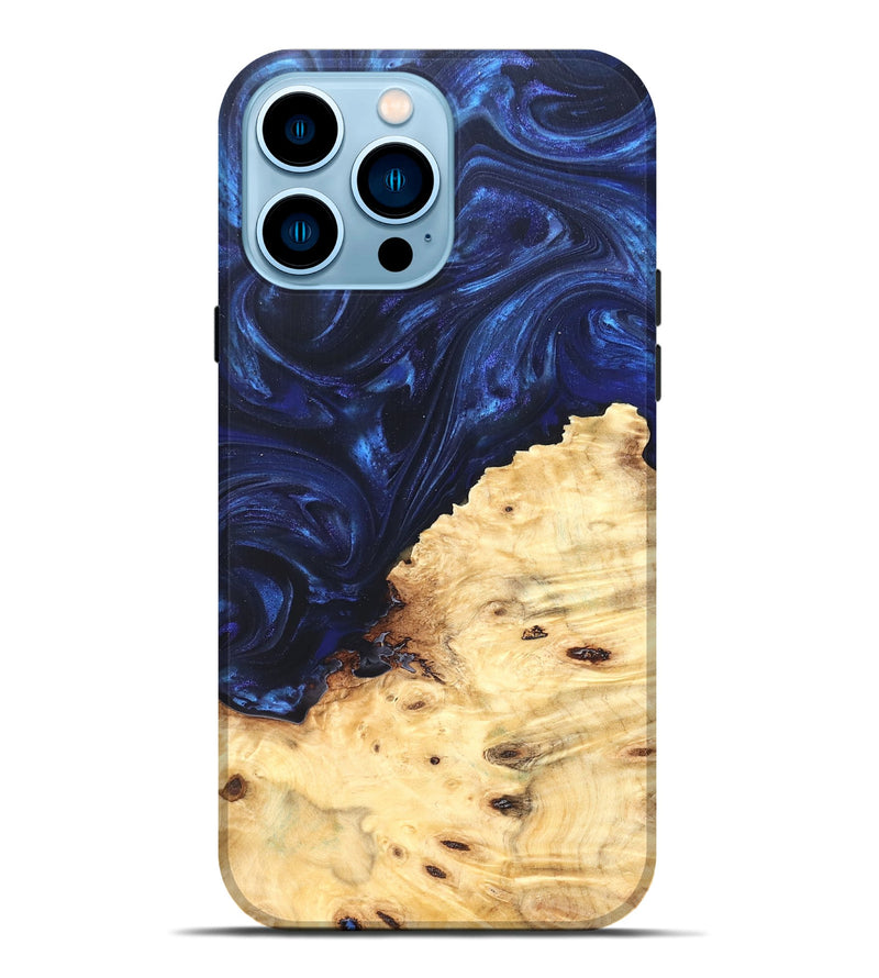 iPhone 14 Pro Max Wood Live Edge Phone Case - Ashely (Blue, 825942)