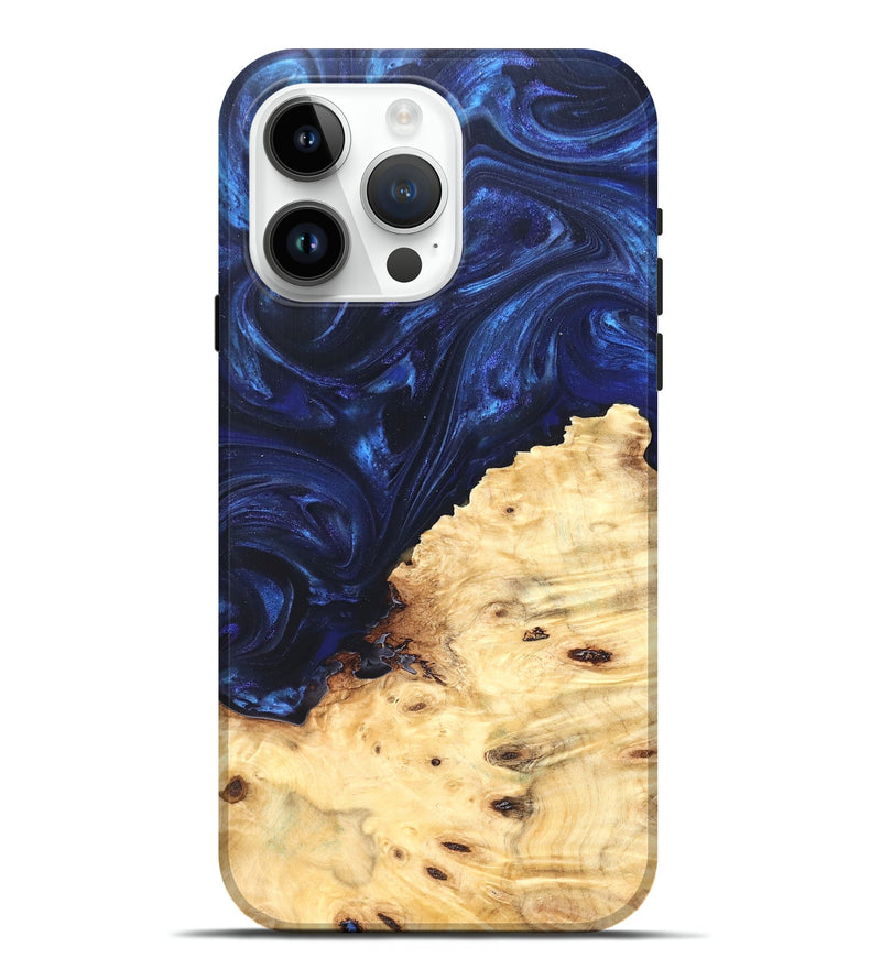 iPhone 15 Pro Max Wood Live Edge Phone Case - Ashely (Blue, 825942)