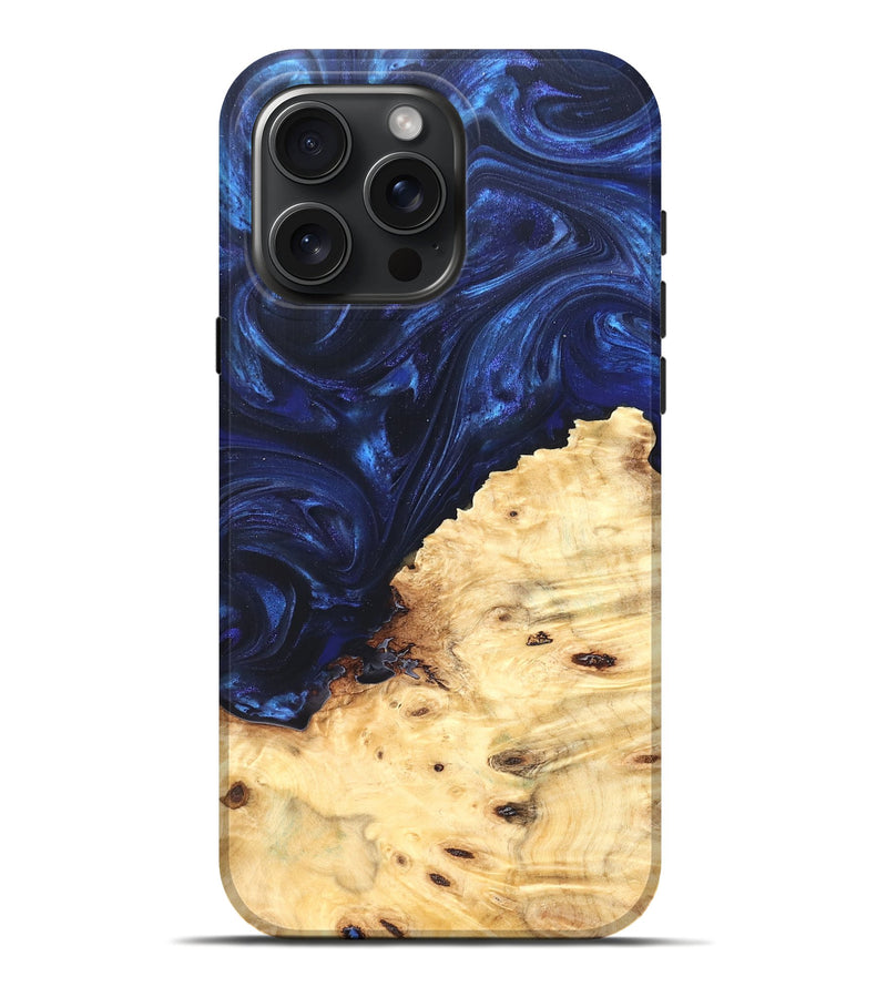iPhone 16 Pro Max Wood Live Edge Phone Case - Ashely (Blue, 825942)