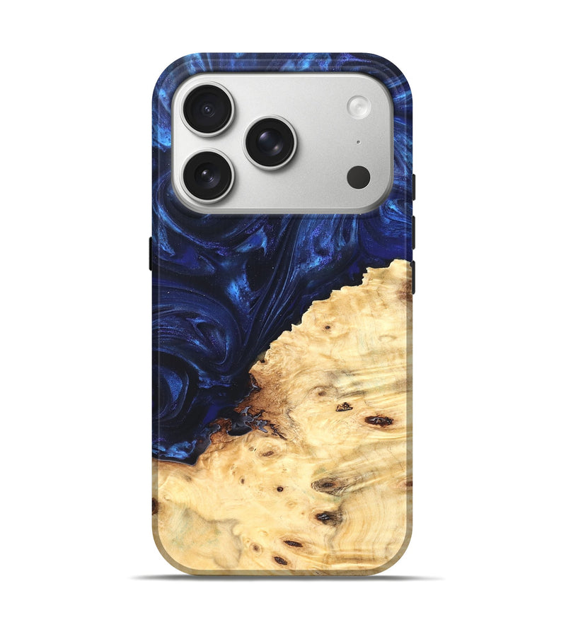 iPhone 17 Pro Wood Live Edge Phone Case - Ashely (Blue, 825942)