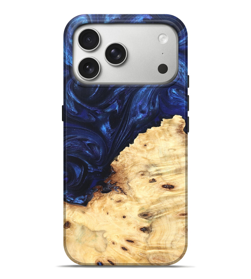 iPhone 17 Pro Max Wood Live Edge Phone Case - Ashely (Blue, 825942)