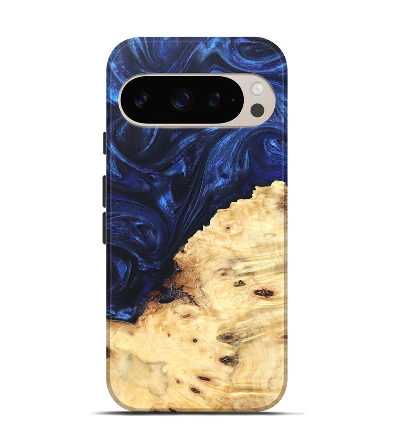 Pixel 9 Wood Live Edge Phone Case - Ashely (Blue, 825942)