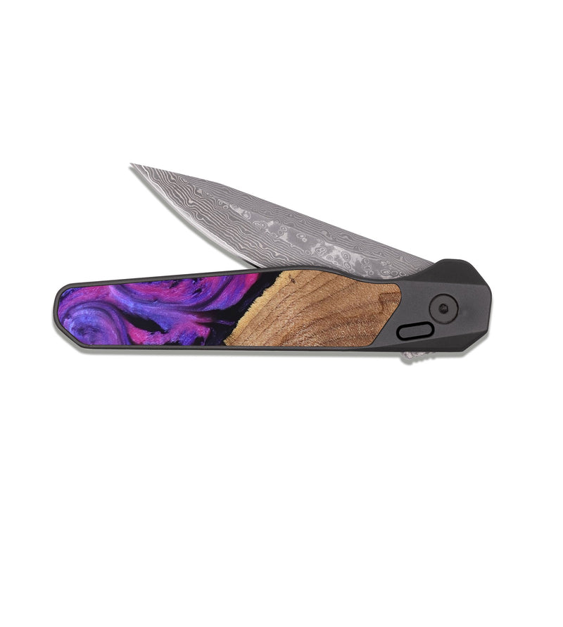 EDC Dark Damascus Wood Pocket Knife - Herbert (Purple, 825948)