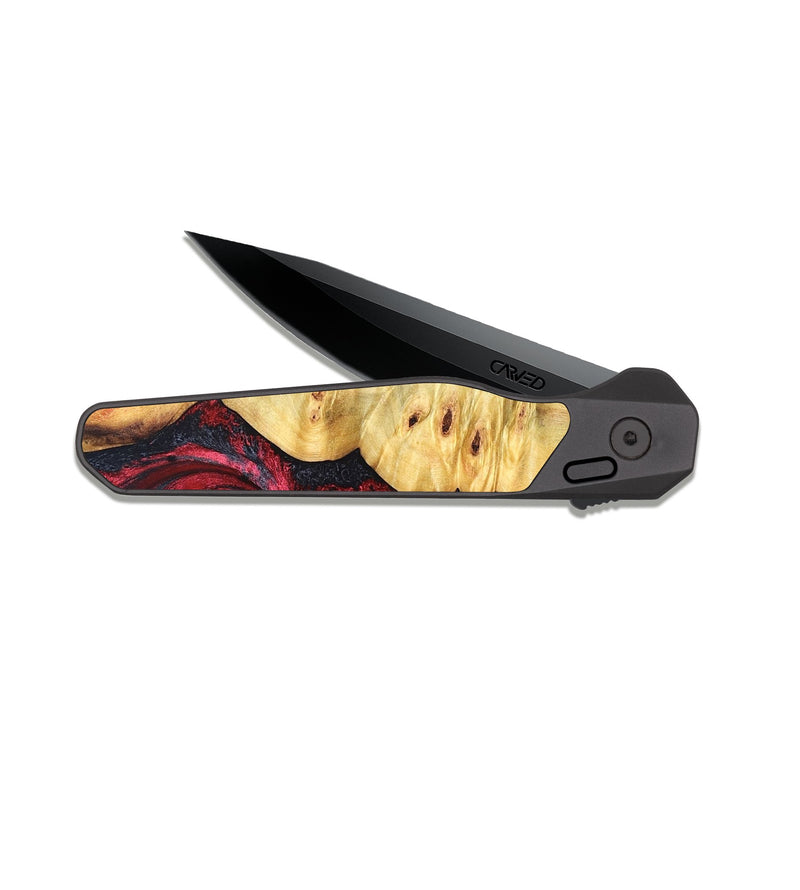 EDC Dark Slate Wood Pocket Knife - Kaleigh (Red, 825973)