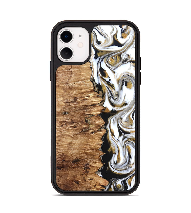 iPhone 11 Wood Phone Case - Sammie (Black & White, 825977)