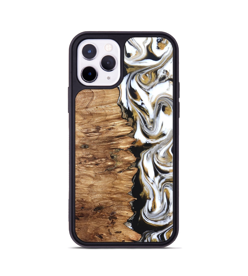 iPhone 11 Pro Wood Phone Case - Sammie (Black & White, 825977)