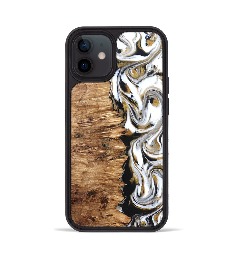 iPhone 12 Wood Phone Case - Sammie (Black & White, 825977)