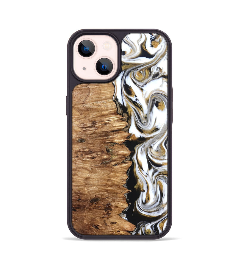 iPhone 14 Wood Phone Case - Sammie (Black & White, 825977)