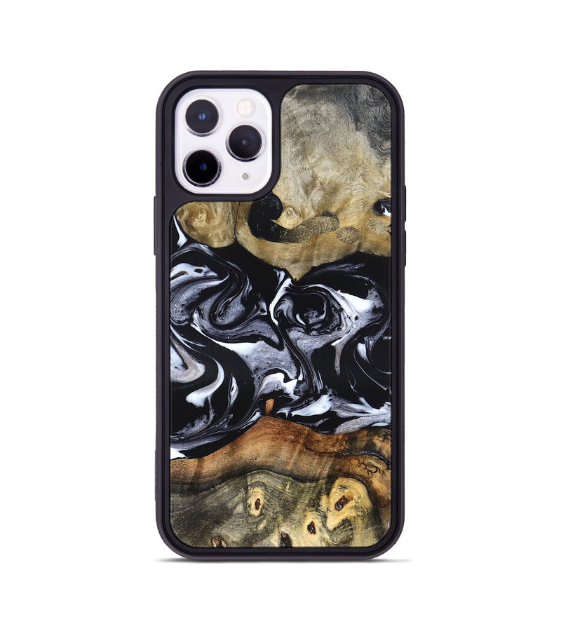 iPhone 11 Pro Wood Phone Case - Vanessa (Black & White, 825978)