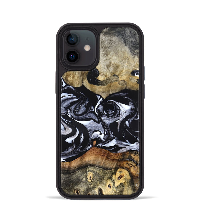 iPhone 12 Wood Phone Case - Vanessa (Black & White, 825978)