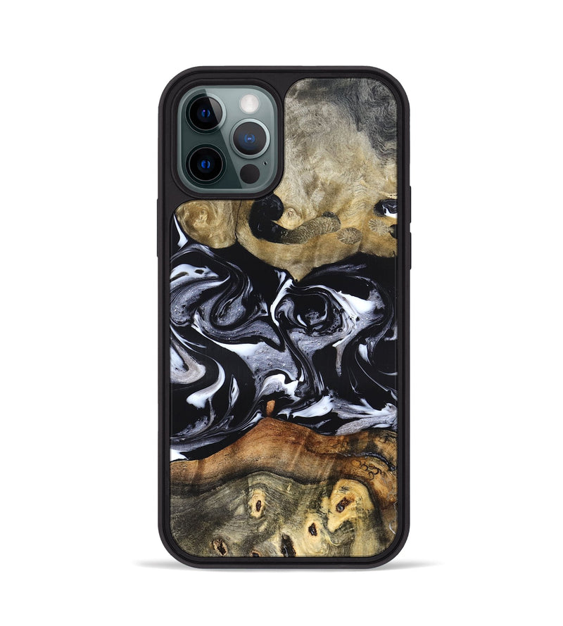 iPhone 12 Pro Wood Phone Case - Vanessa (Black & White, 825978)