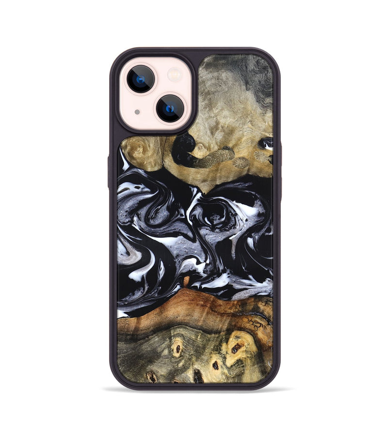iPhone 14 Wood Phone Case - Vanessa (Black & White, 825978)