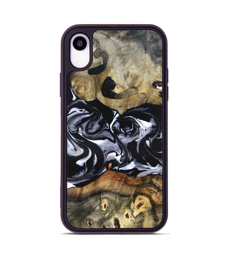 iPhone Xr Wood Phone Case - Vanessa (Black & White, 825978)