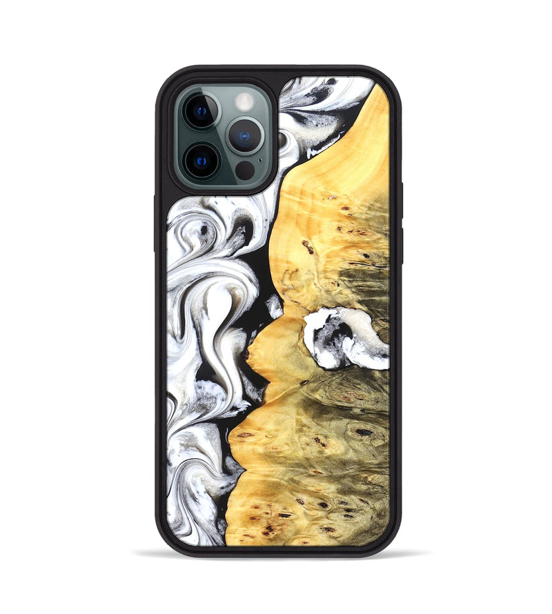 iPhone 12 Pro Wood Phone Case - Hoyt (Black & White, 825979)