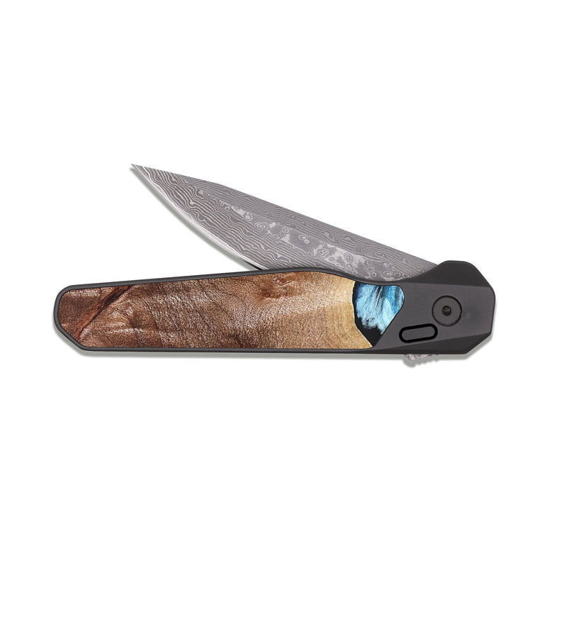 EDC Dark Damascus Wood Pocket Knife - Elliott (Blue, 826057)