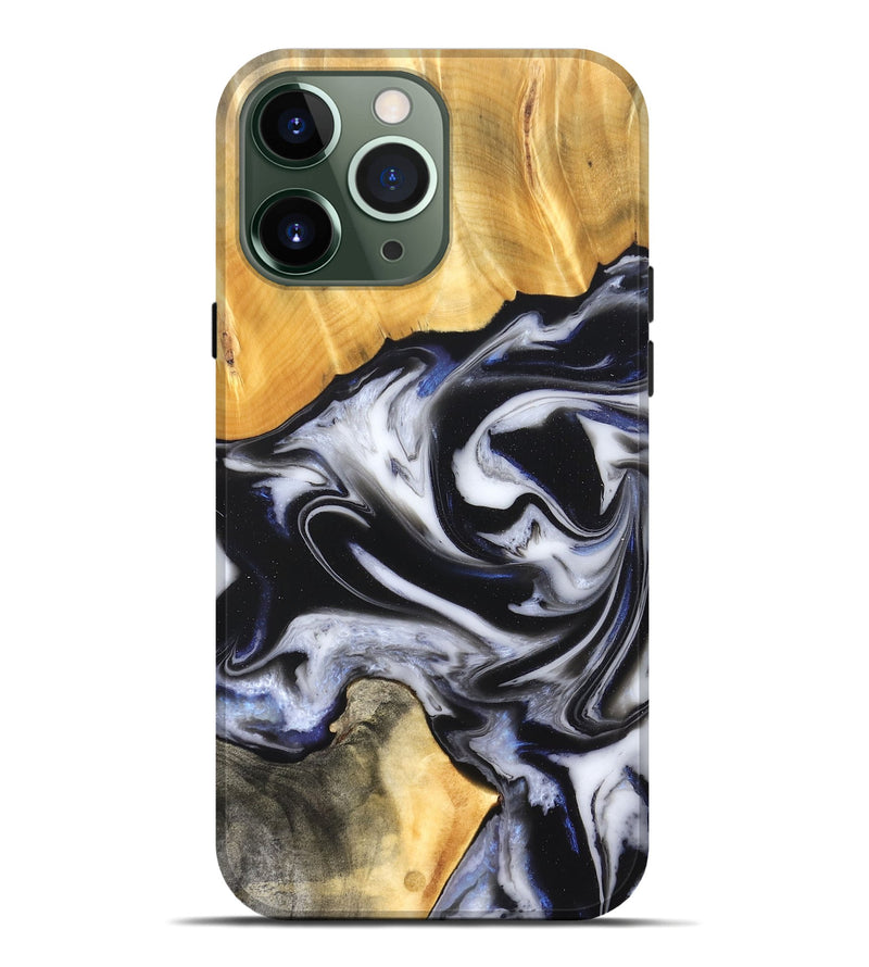 iPhone 13 Pro Max Wood Live Edge Phone Case - Robbie (Black & White, 826147)
