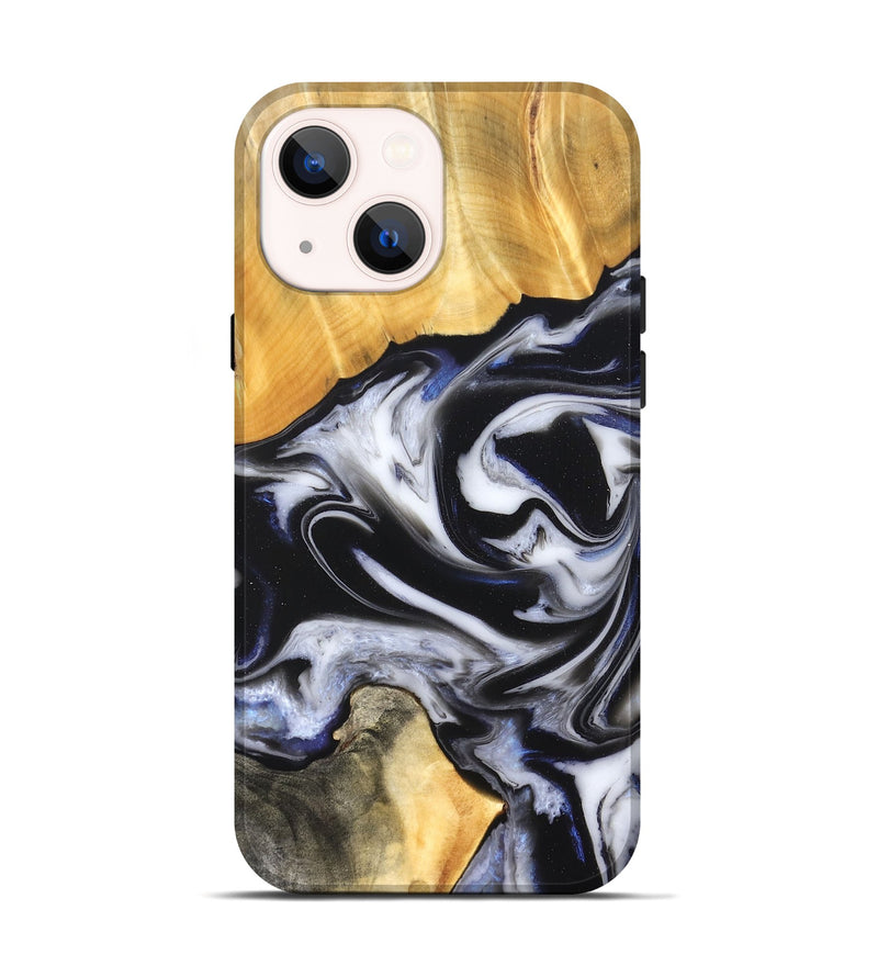 iPhone 14 Wood Live Edge Phone Case - Robbie (Black & White, 826147)