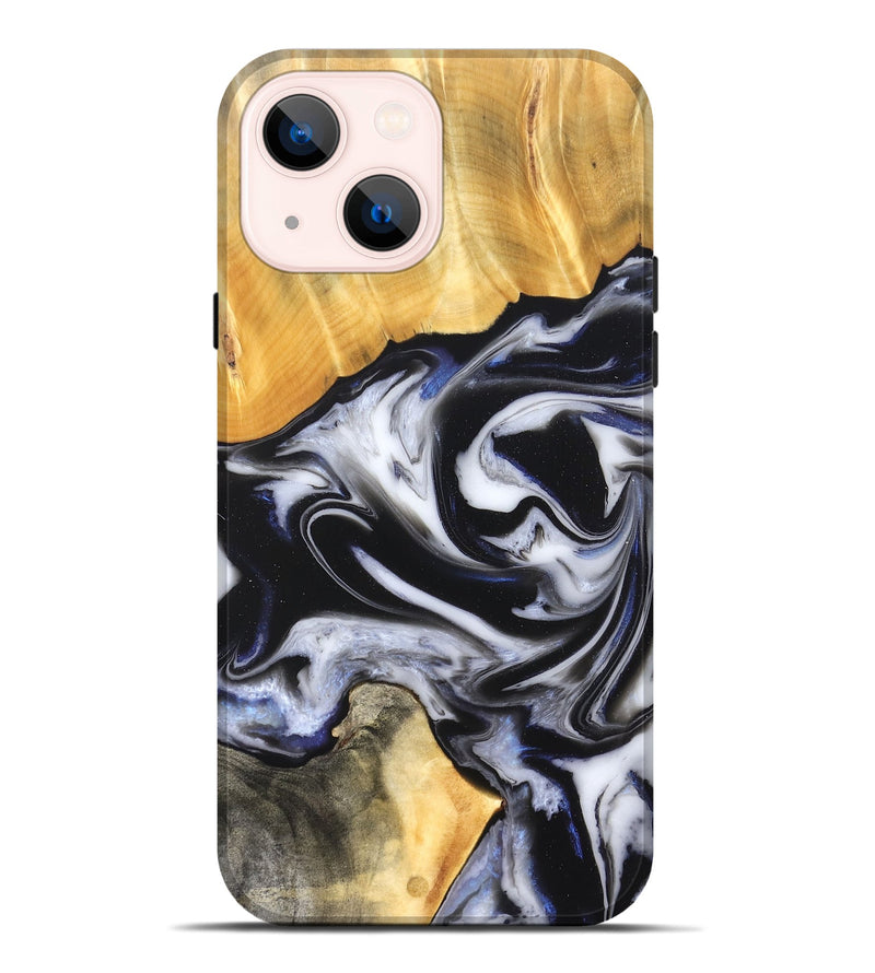 iPhone 14 Plus Wood Live Edge Phone Case - Robbie (Black & White, 826147)
