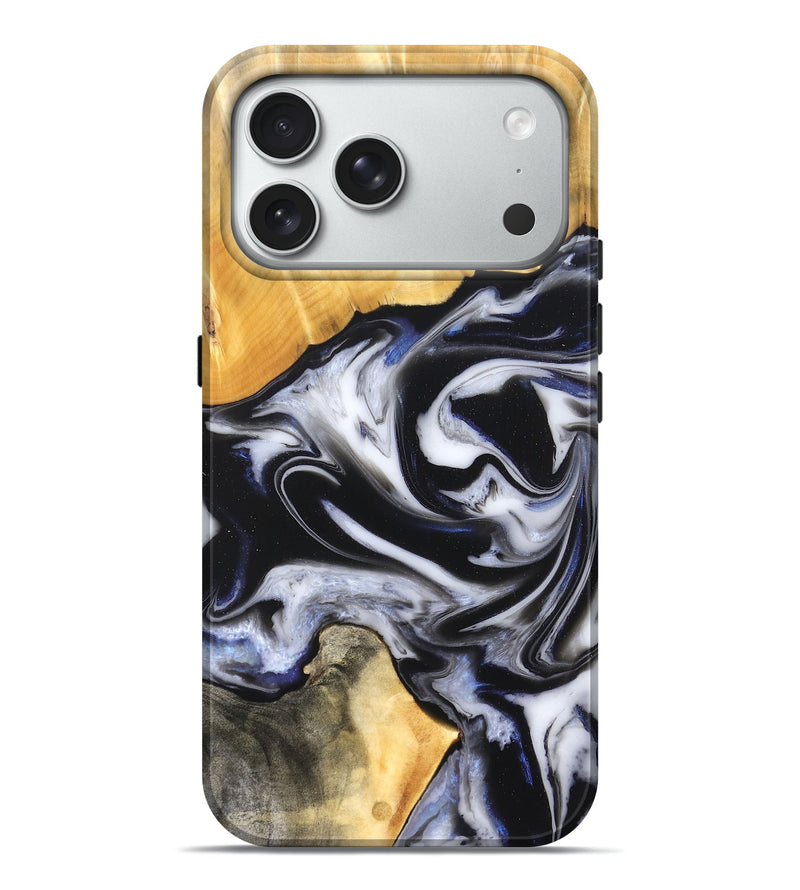 iPhone 18 Pro Max Wood Live Edge Phone Case - Robbie (Black & White, 826147)