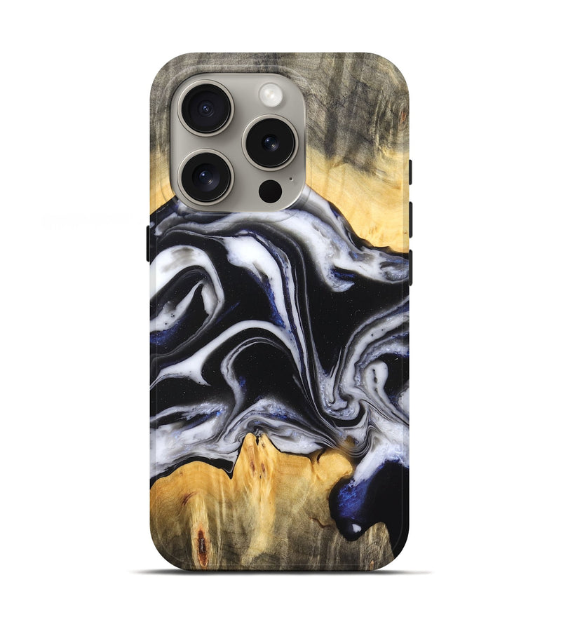 iPhone 16 Pro Wood Live Edge Phone Case - Liam (Black & White, 826148)