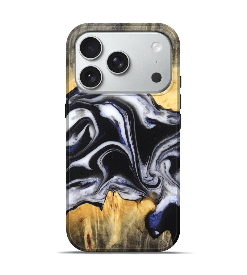 iPhone 18 Pro Wood Live Edge Phone Case - Liam (Black & White, 826148)