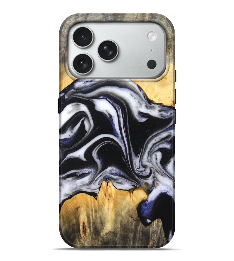 iPhone 18 Pro Max Wood Live Edge Phone Case - Liam (Black & White, 826148)