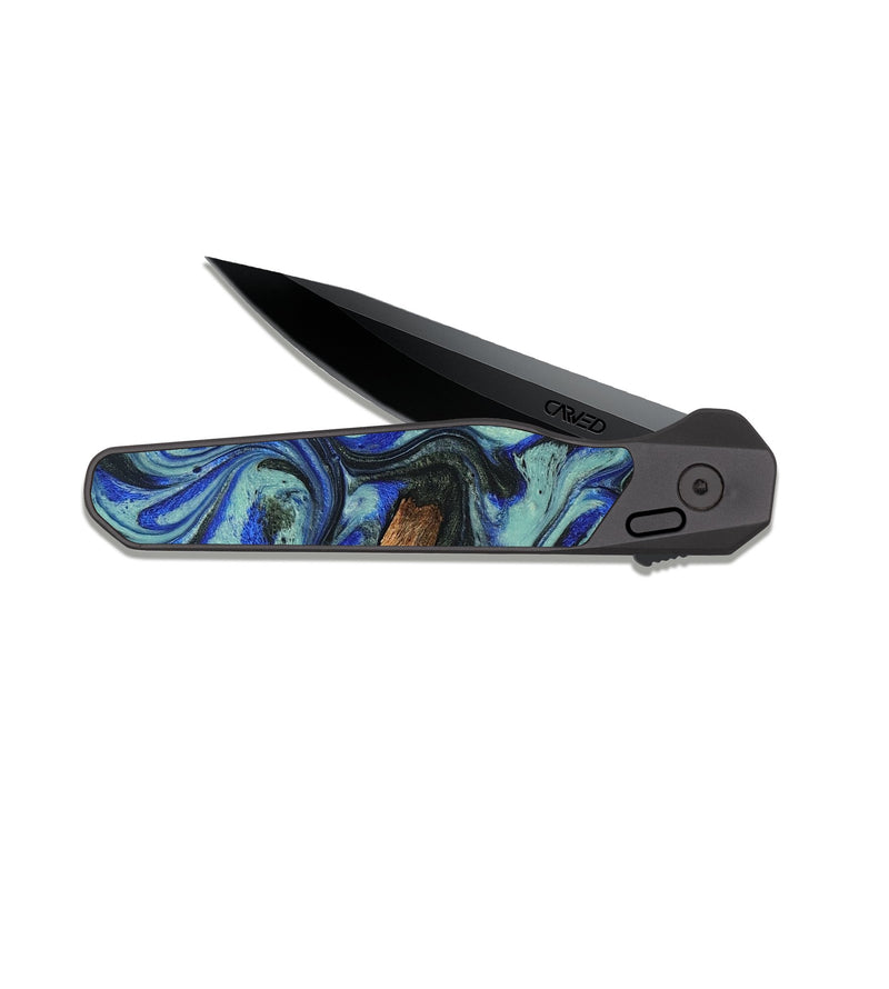 EDC Dark Slate Wood Pocket Knife - Shantel (Blue, 826182)