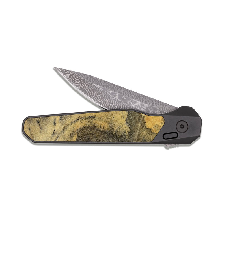 EDC Dark Damascus Wood Pocket Knife - Trinity (Wood Burl, 826203)
