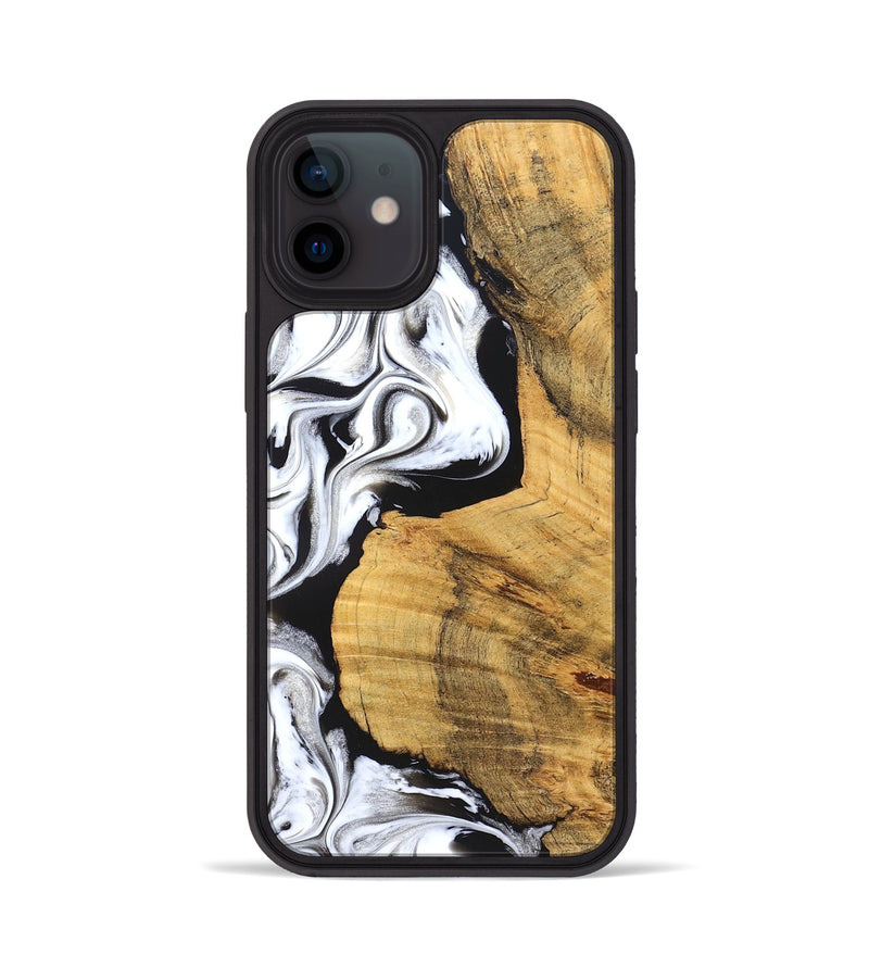 iPhone 12 Wood Phone Case - Julisa (Black & White, 826204)