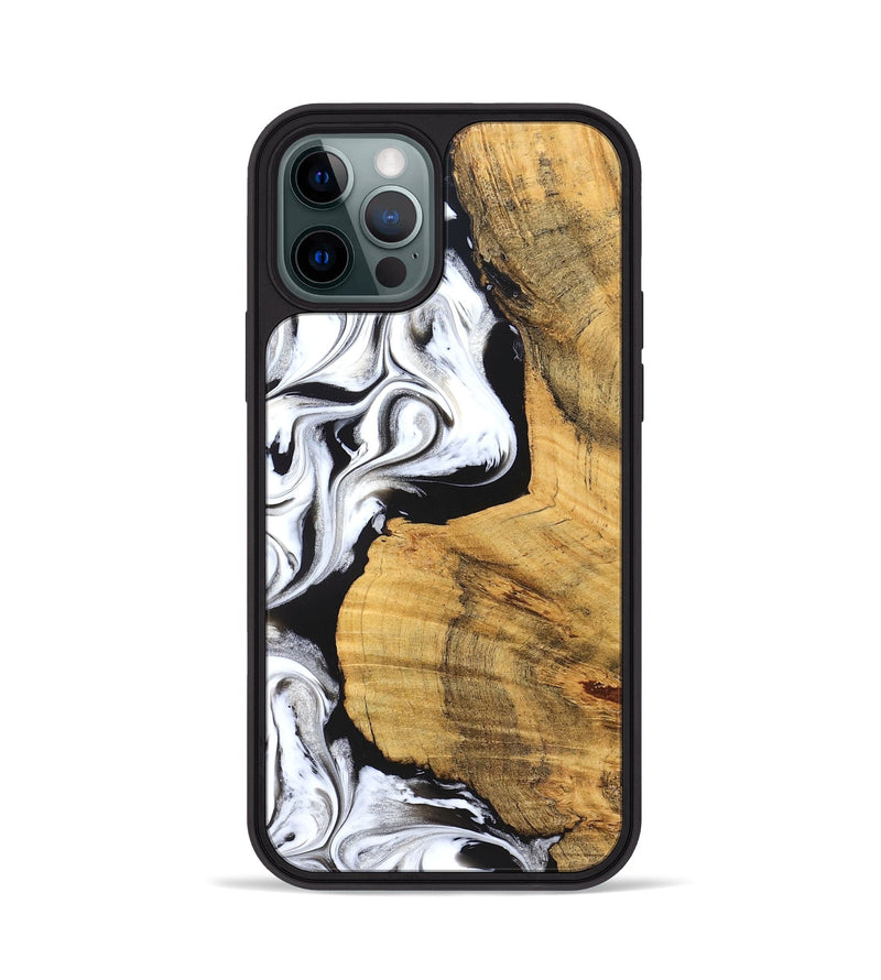 iPhone 12 Pro Wood Phone Case - Julisa (Black & White, 826204)