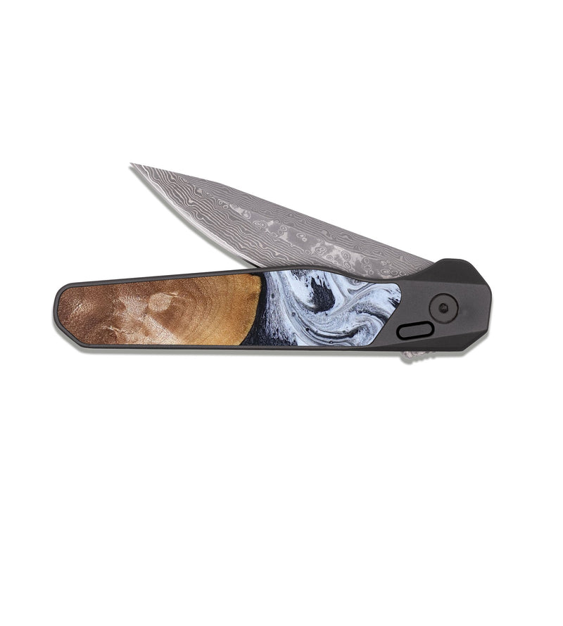 EDC Dark Damascus Wood Pocket Knife - Zara (Black & White, 826206)