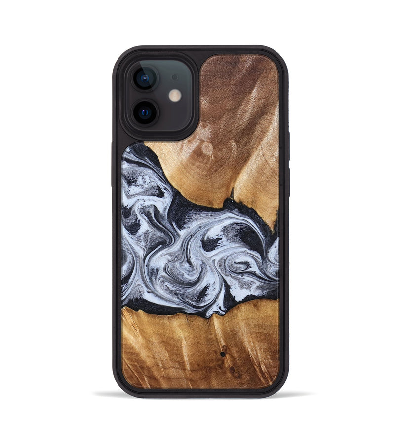 iPhone 12 Wood Phone Case - Zara (Black & White, 826206)