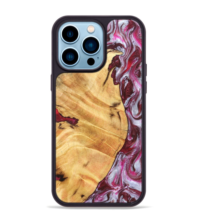 iPhone 14 Pro Max Wood Phone Case - Cicely (Red, 826207)