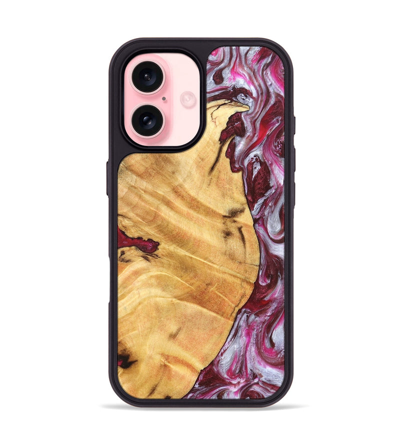 iPhone 16 Wood Phone Case - Cicely (Red, 826207)