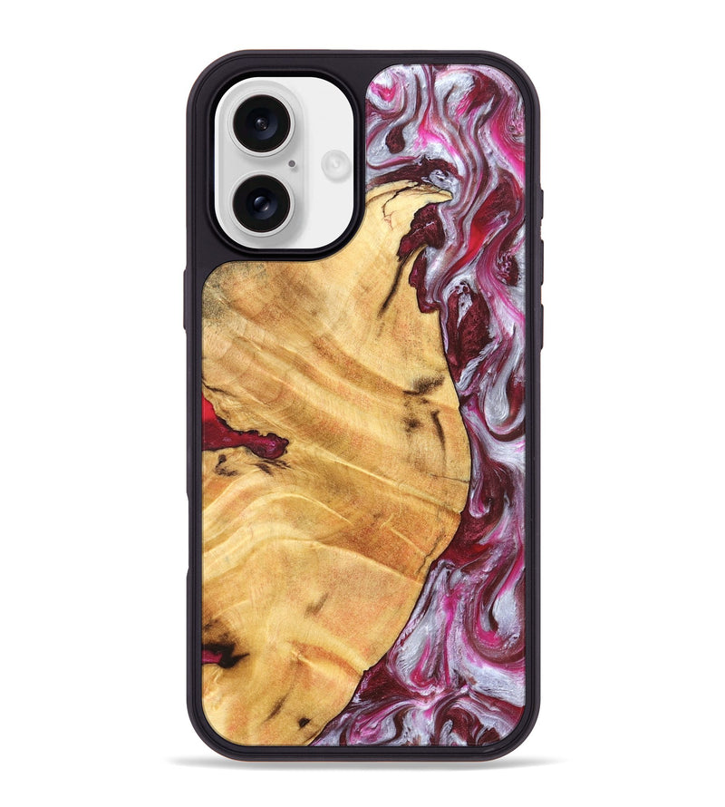 iPhone 16 Plus Wood Phone Case - Cicely (Red, 826207)