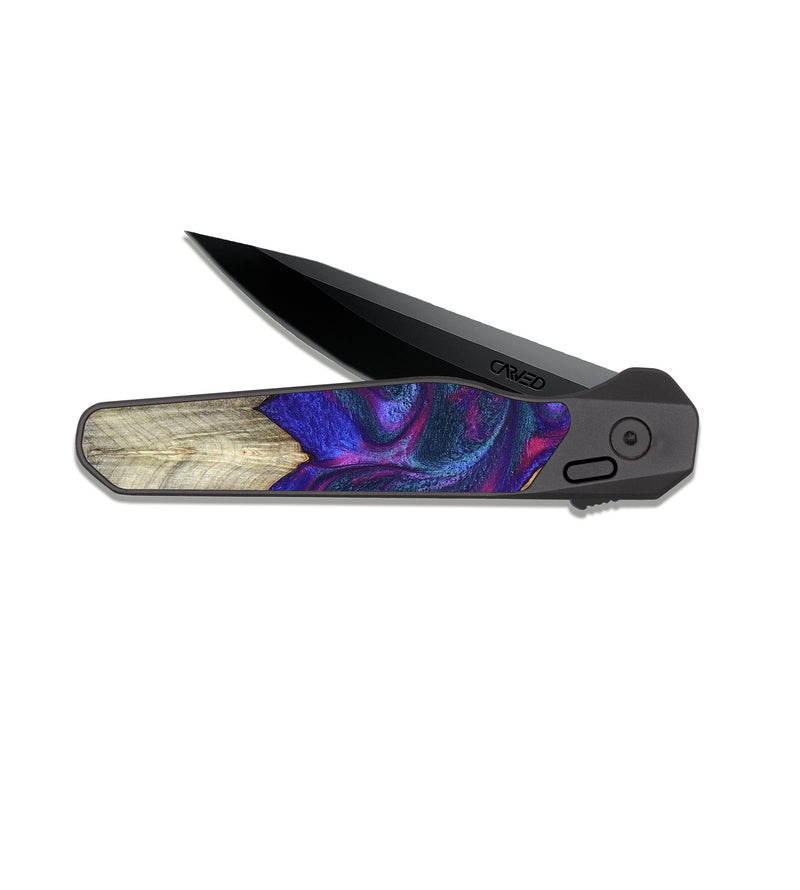 EDC Dark Slate Wood Pocket Knife - Meaghan (Purple, 826210)