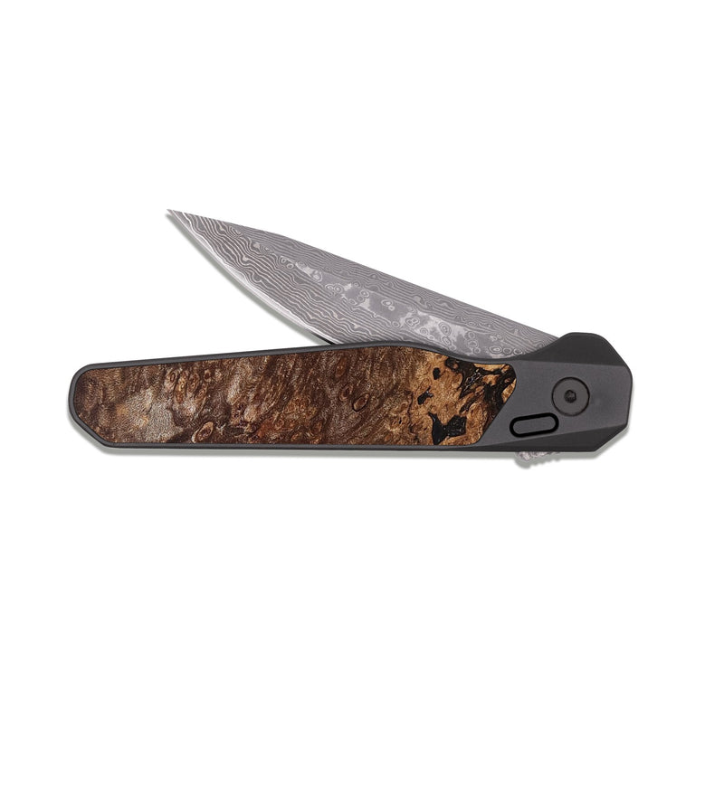 EDC Dark Damascus Wood Pocket Knife - Deirdre (Wood Burl, 826220)