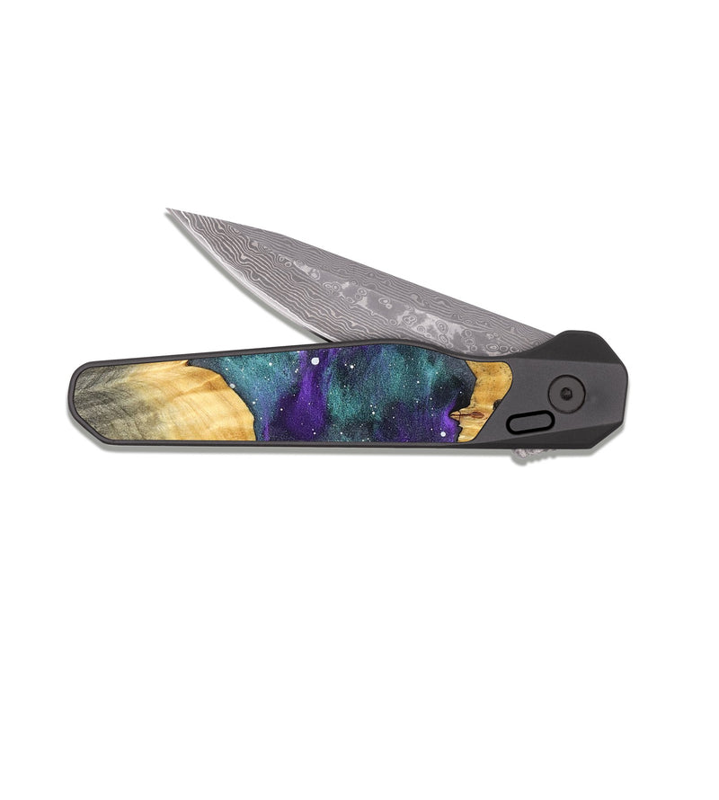 EDC Dark Damascus Wood Pocket Knife - Maudie (Cosmos, 826255)