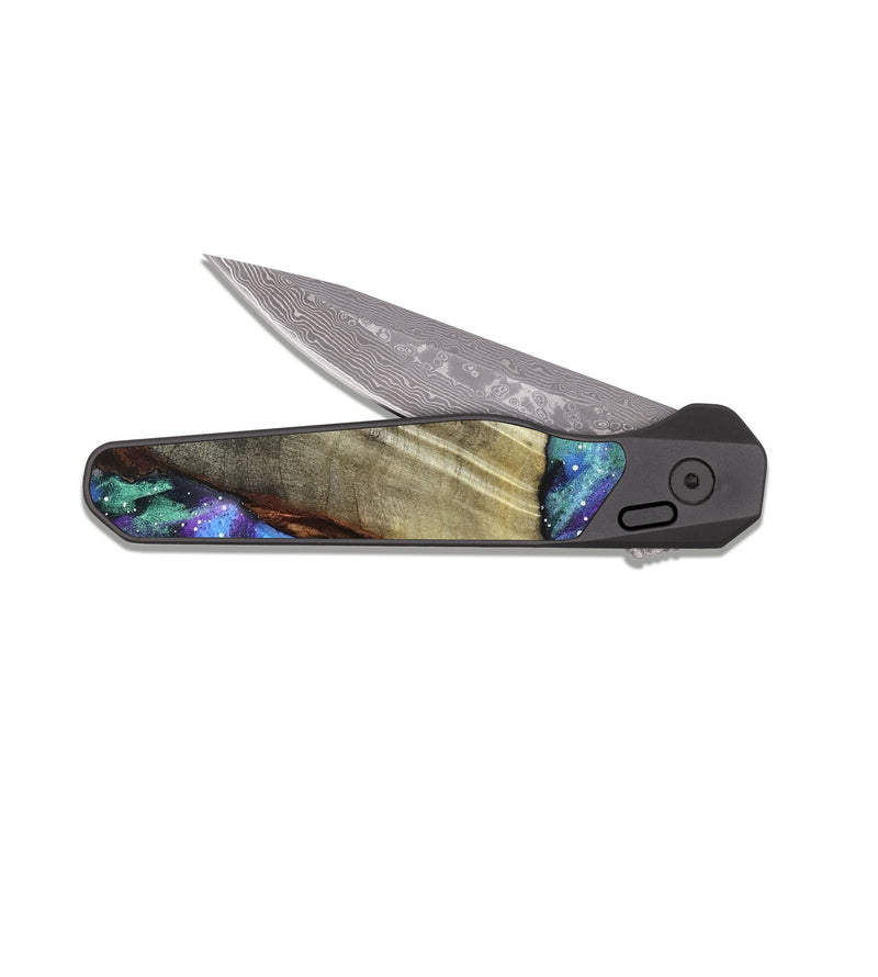 EDC Dark Damascus Wood Pocket Knife - Wade (Cosmos, 826258)