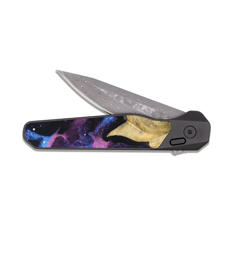 EDC Dark Damascus Wood Pocket Knife - Art (Cosmos, 826261)