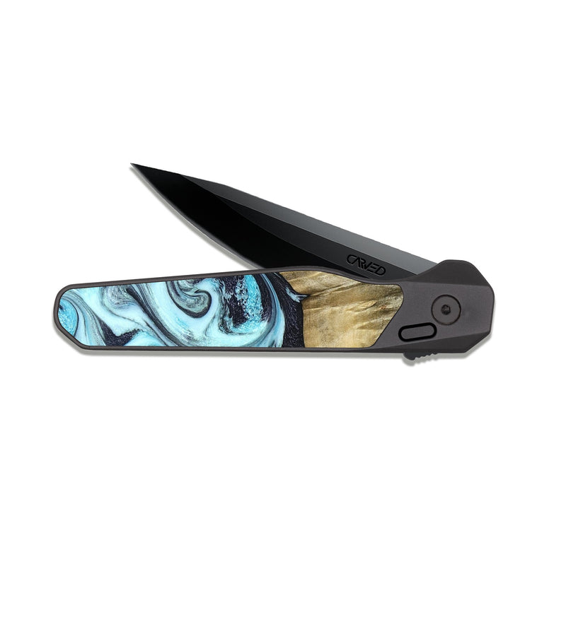 EDC Dark Slate Wood Pocket Knife - Meda (Blue, 826268)