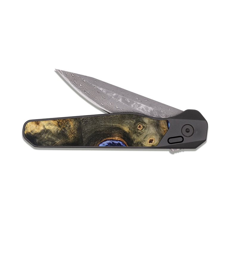 EDC Dark Damascus Wood Pocket Knife - Kiara (Blue, 826269)