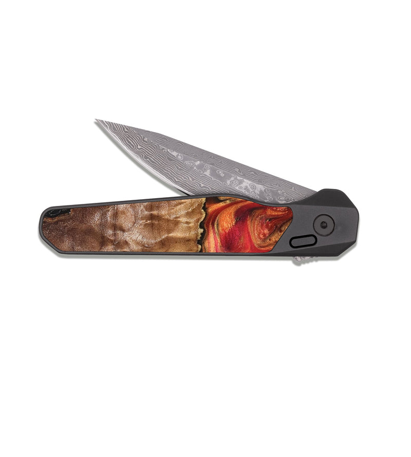 EDC Dark Damascus Wood Pocket Knife - Lorelai (Red, 826286)