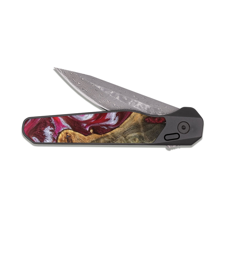 EDC Dark Damascus Wood Pocket Knife - Cherie (Red, 826287)