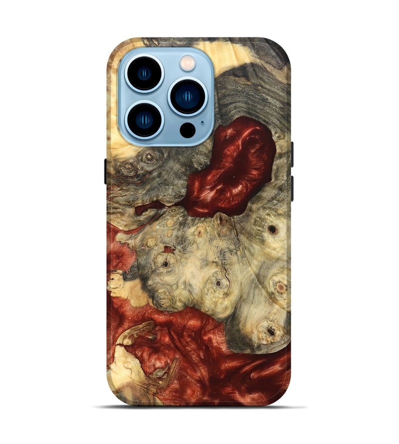 iPhone 14 Pro Wood Live Edge Phone Case - Farrah (Red, 826326)