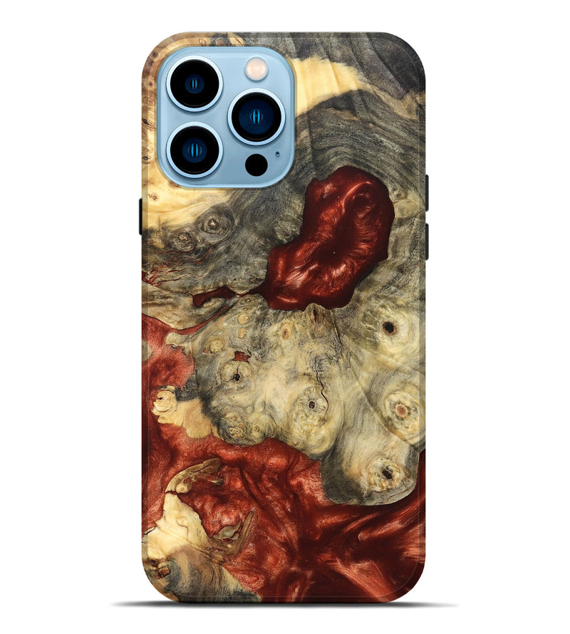 iPhone 14 Pro Max Wood Live Edge Phone Case - Farrah (Red, 826326)