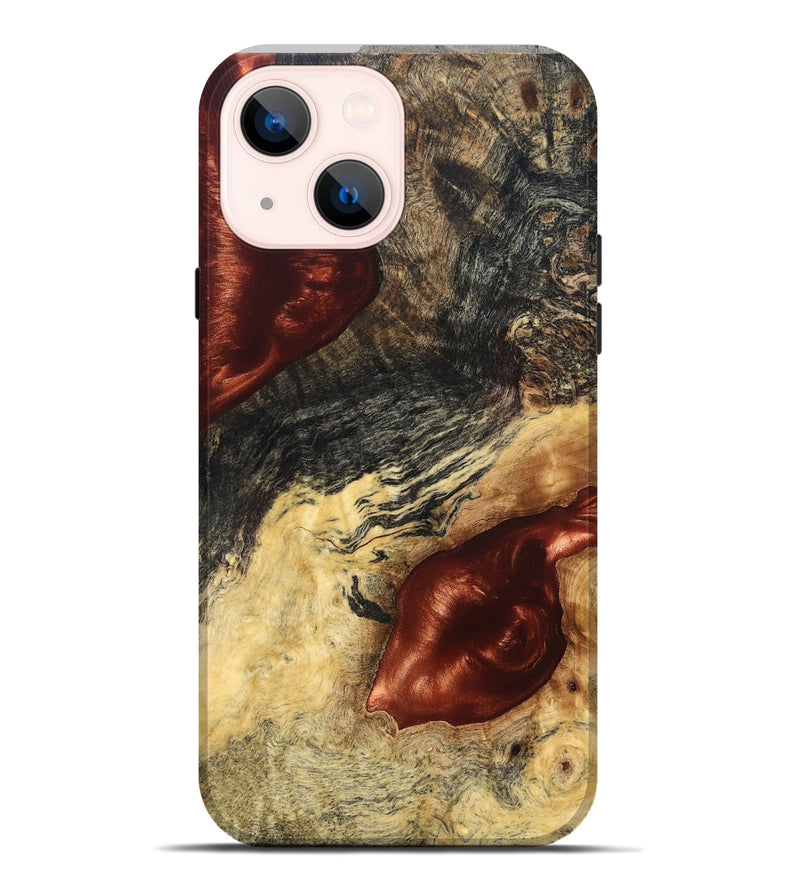 iPhone 14 Plus Wood Live Edge Phone Case - Scarlet (Solid Wood, 826333)